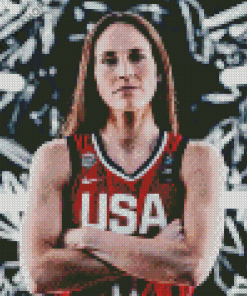 Woman Basketballer Team USA Diamond With Numbers