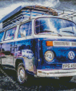 blue campervan volkswagen diamond paints