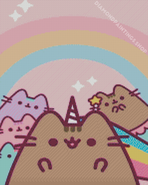 cool pusheen cat Diamond With Numbers