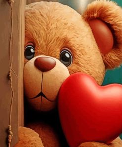 teddy bear and heart Diamond With Numbers