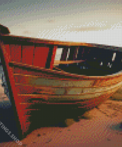 Abandoned broken wooden boat Diamond Paintings