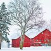 Barn in Snow Diamond With Numbers