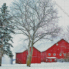 Barn in Snow Diamond With Numbers