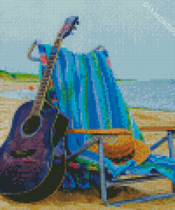 Beach Chair And Guitar Diamond By Numbers