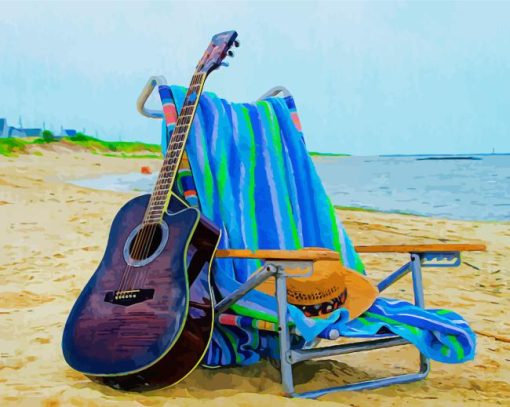 Beach Chair And Guitar Diamond By Numbers