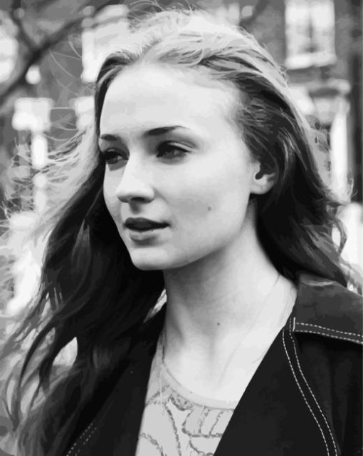 Black and White Sophie Turner Diamond By Numbers