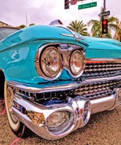 Close up Blue Cadillac 1959 Diamond Dotz