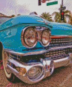 Close up Blue Cadillac 1959 Diamond Dotz