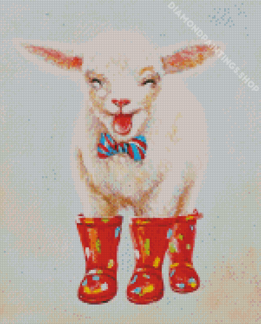 Cute Lamb And Rain boots Diamond Dotz