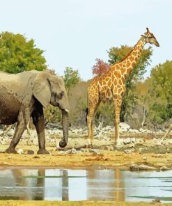 Elephant and giraffes Diamond By Numbers