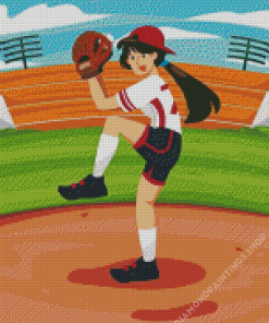 Illustration Girl Softball Diamond Dotz