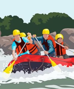 Illustration rafting adventure Diamond By Numbers