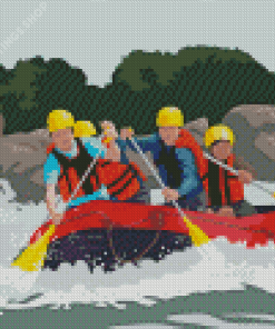 Illustration rafting adventure Diamond By Numbers