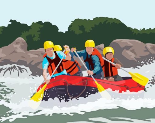 Illustration rafting adventure Diamond By Numbers