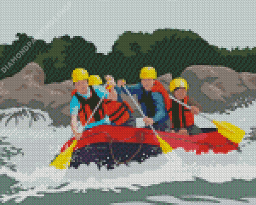 Illustration rafting adventure Diamond By Numbers