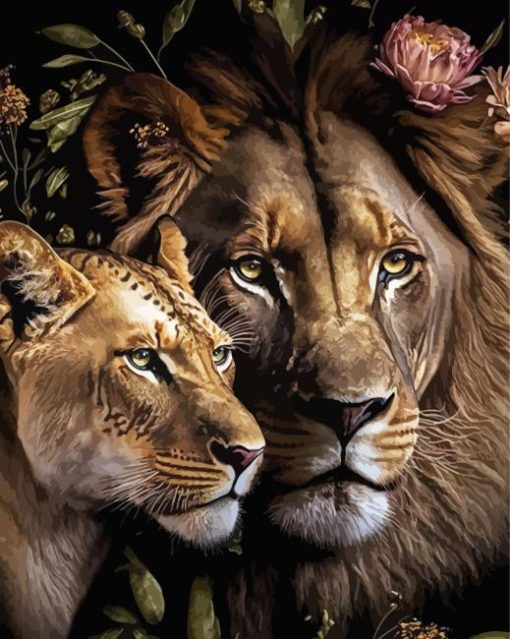 Lion and Lioness Diamond By Numbers