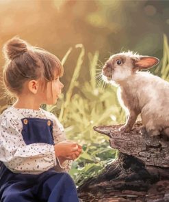 Little girl with rabbit Diamond Dotz