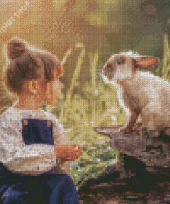 Little girl with rabbit Diamond Dotz