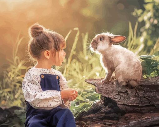 Little girl with rabbit Diamond Dotz