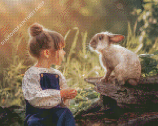 Little girl with rabbit Diamond Dotz