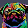 Rainbow pug Head Diamond By Numbers