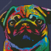 Rainbow pug Head Diamond By Numbers