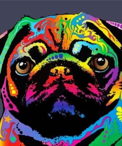 Rainbow pug Head Diamond By Numbers