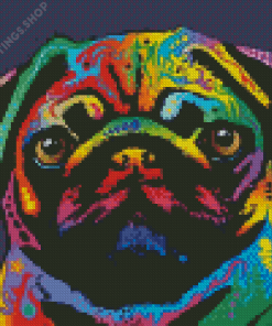 Rainbow pug Head Diamond By Numbers