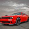 Red hellcat srt Car Diamond With Numbers