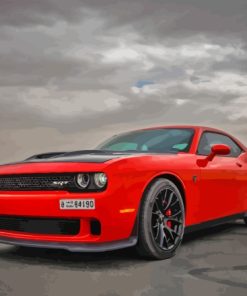 Red hellcat srt Car Diamond With Numbers