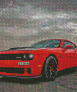 Red hellcat srt Car Diamond With Numbers