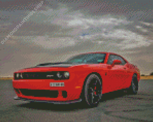 Red hellcat srt Car Diamond With Numbers