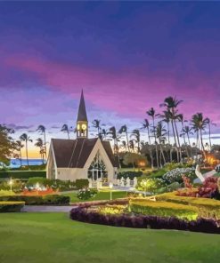 Sunset Over wailea church Diamond By Numbers