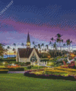 Sunset Over wailea church Diamond By Numbers