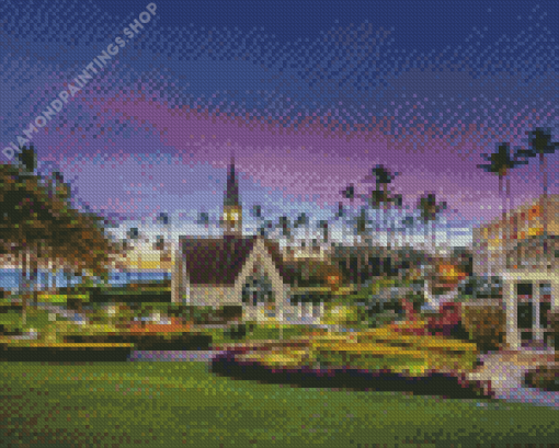 Sunset Over wailea church Diamond By Numbers