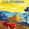 Vintage california coastal travel poster Diamond By Numbers