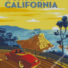 Vintage california coastal travel poster Diamond By Numbers