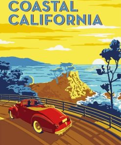 Vintage california coastal travel poster Diamond By Numbers