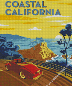 Vintage california coastal travel poster Diamond By Numbers