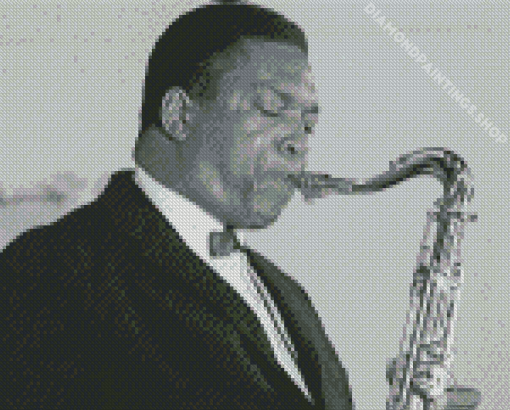 black and white Coltrane saxophonist Diamond Paintings