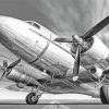 black and white vintage plane Diamond Dotz