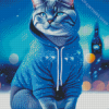 cat in a blue hoodie Diamond With Numbers