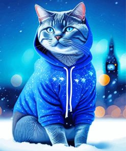 cat in a blue hoodie Diamond With Numbers