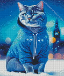 cat in a blue hoodie Diamond With Numbers