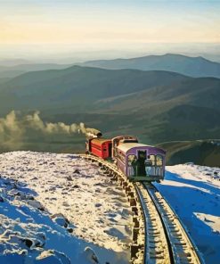 cog railroad in snow Diamond With Numbers