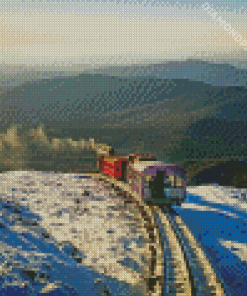 cog railroad in snow Diamond With Numbers