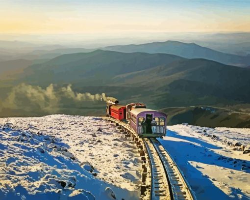 cog railroad in snow Diamond With Numbers