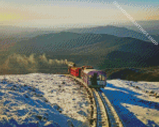 cog railroad in snow Diamond With Numbers