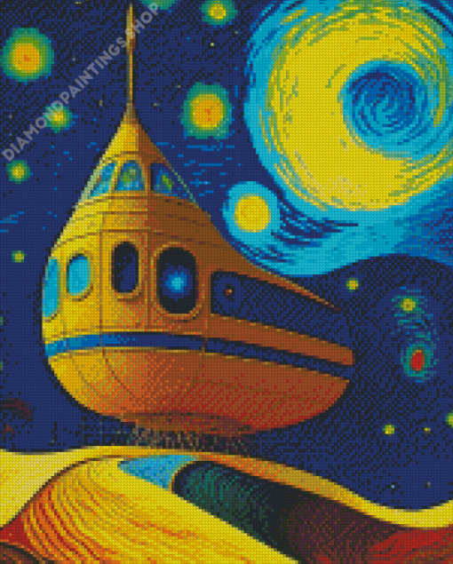 cool spaceship starry night Diamond By Numbers