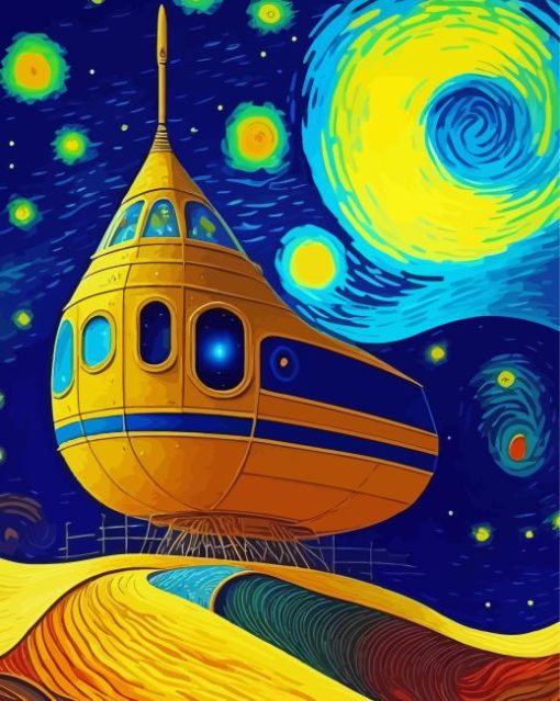 cool spaceship starry night Diamond By Numbers